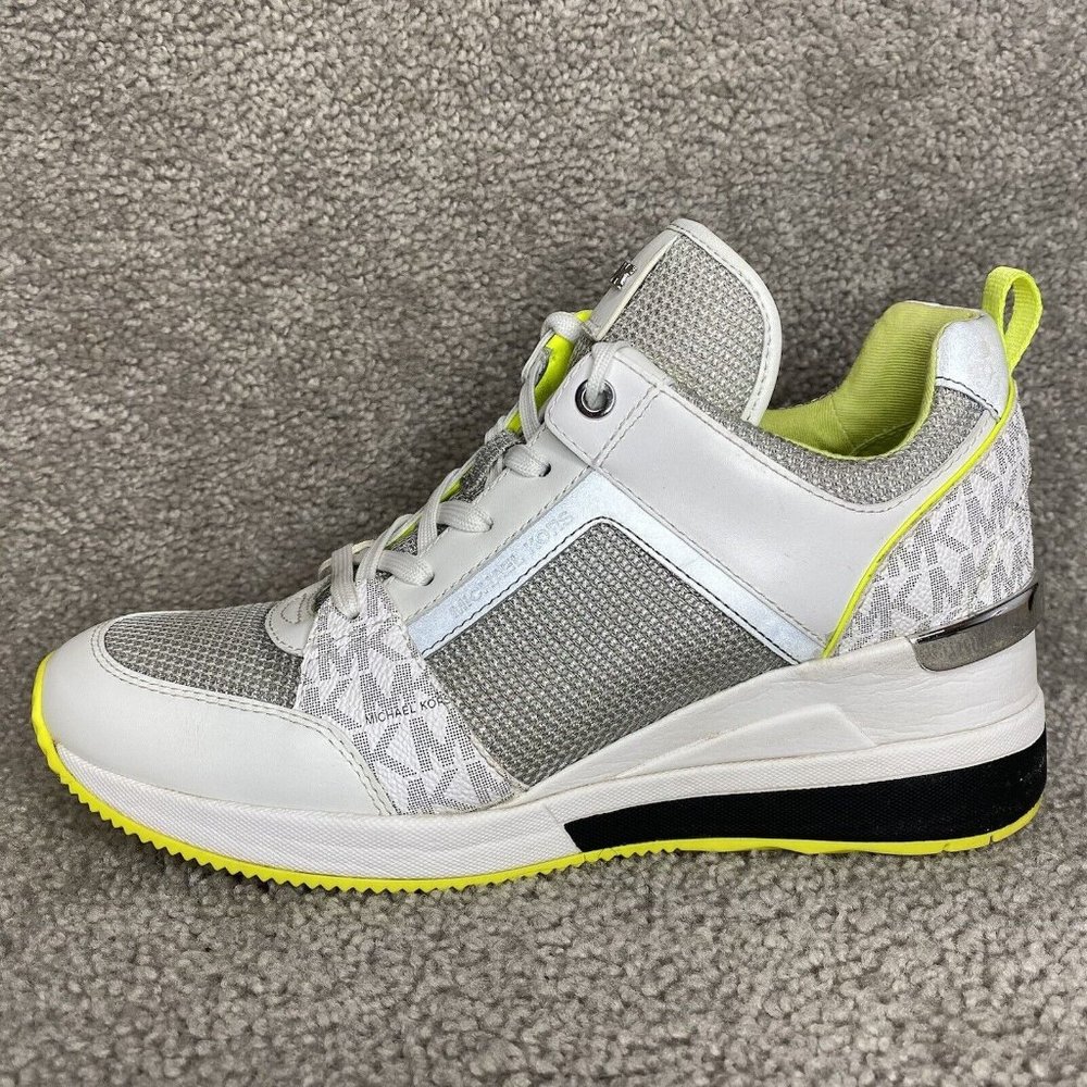 Michael Kors White and Silver Sneakers